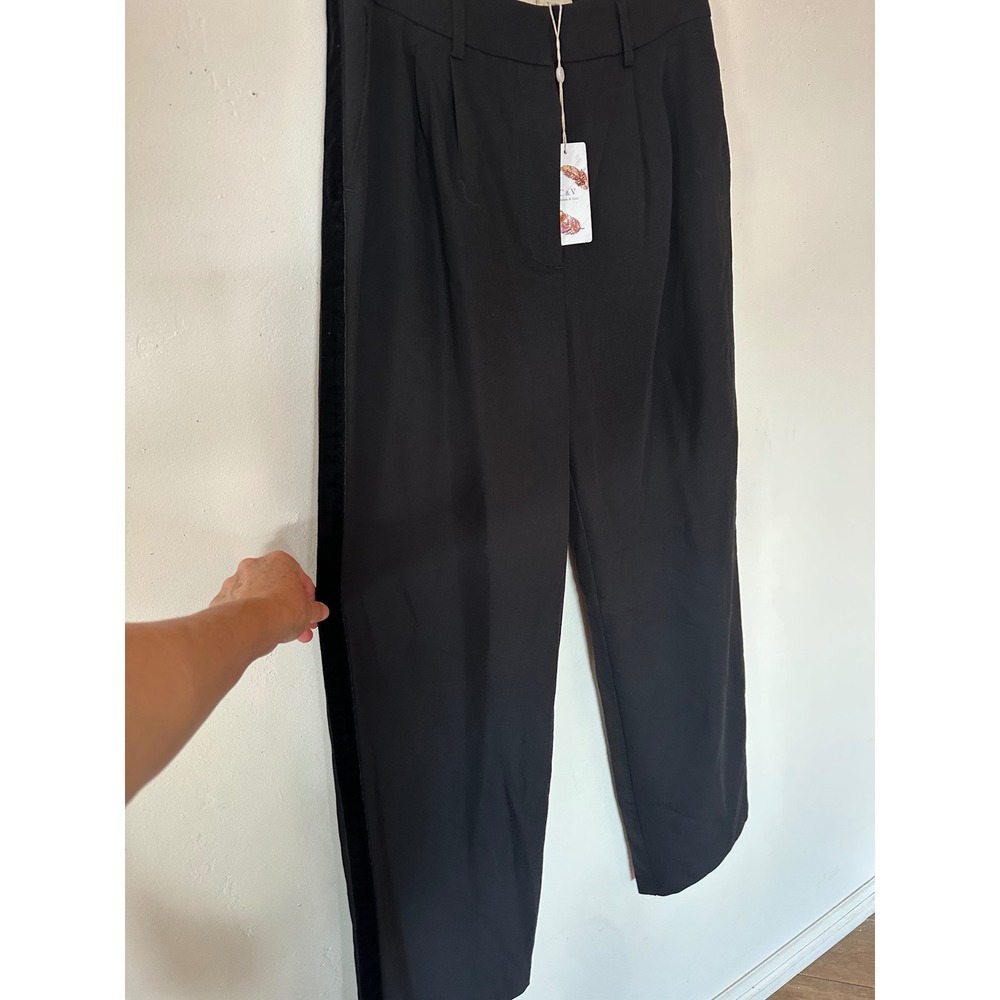 Chelsea & Violet Black Wide Leg Velvet Stripe Tuxedo Pants V5200TLB XL NWT